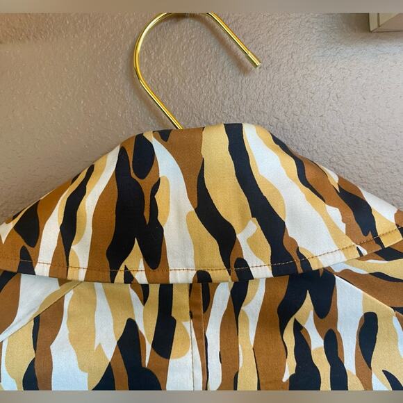 Patrick Christopher Blazer Zebra Print Crop Button Up Pockets Yellow Tan Size S - Picture 5 of 7